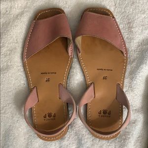 Pink leather slides from Spain